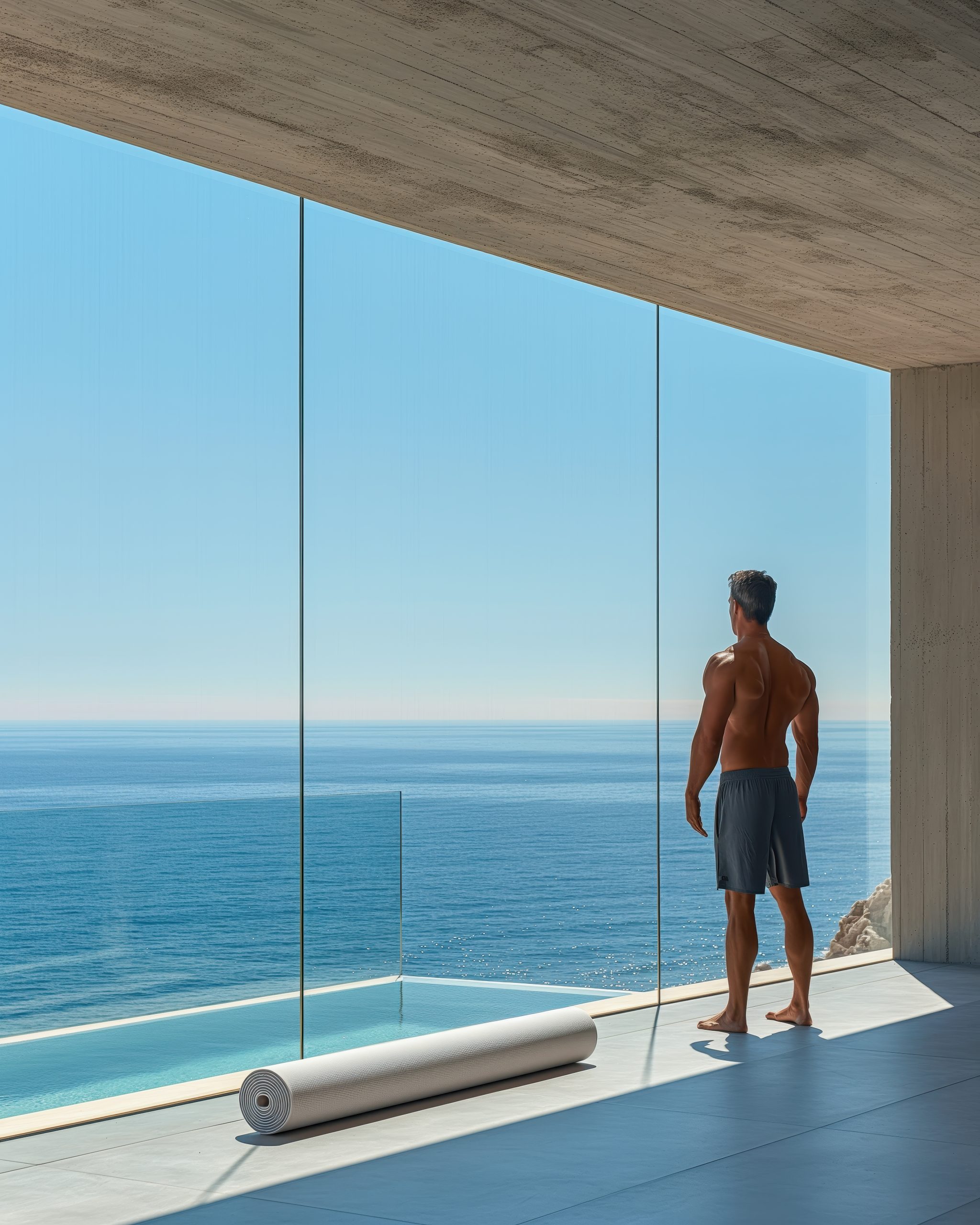 Infissi minimali in vetro panoramico con vista mare installati da VS Line Lugano