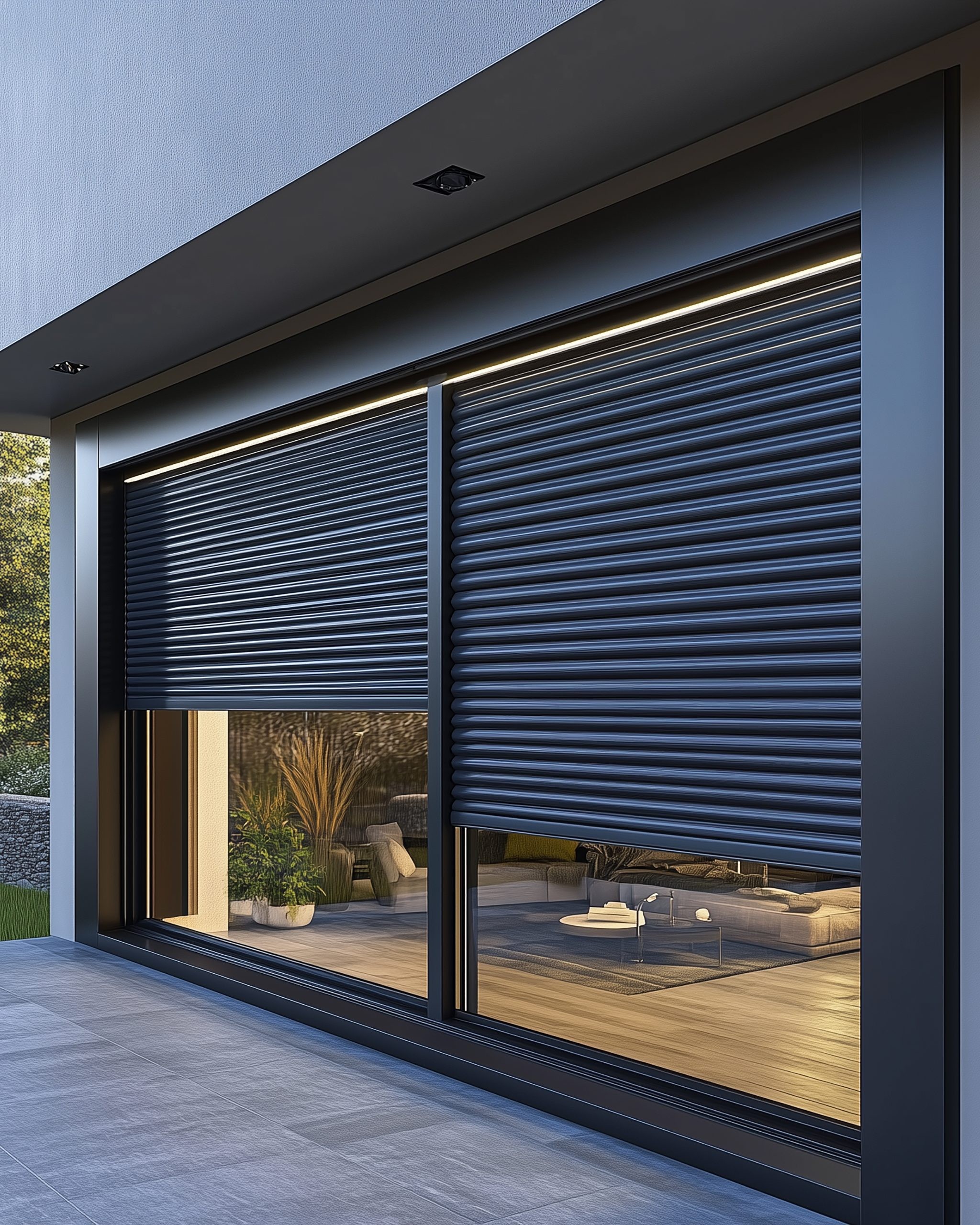 Infissi minimali con tapparelle integrate in alluminio, realizzati e posati da VS Line Lugano.